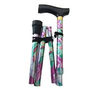 Amazing Health Flower Folding Walking Stick Height Adjustable with wrist strap and Extra Free rubber ferrule (Violet)