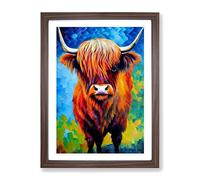 Amazing Highland Cow Framed Print for Living Room Bedroom Home Office Décor, Wall Art Picture Ready to Hang, Walnut A3 Frame (34 x 46 cm)