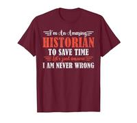 Amazing Historian T-Shirt, Men, Burgundy, X-Large