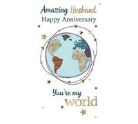 Amazing Husband My World Anniversary Card Embellished Champagne Greeting Card JGS755