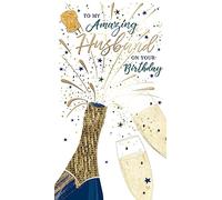 Amazing Husband On Your Birthday Card Embellished Champagne Greeting Card JGS754