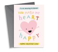 Amazing Husband Valentines Card - You Make My Heart Happy