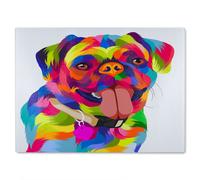 Amazing Illustration Pop Art Dog Designer Glass Chopping Board Benjamin Tate Design Natural One Size