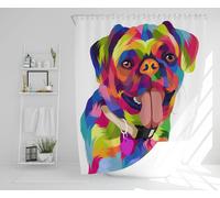 Amazing Illustration Pop Art Dog Designer Shower Curtain Benjamin Tate Design Natural One Size