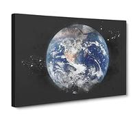 Amazing Image Of Earth Paint Splash Canvas Print | Gallery Wrapped 30mm Frame Wall Art | 24x16 inches | Ready to Hang | Modern Picture | Living Room Bedroom Lounge Office
