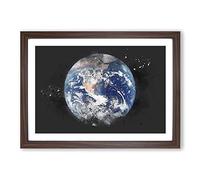 Amazing Image of Earth Paint Splash Framed Print | A2 Walnut Framed Wall Art | Ready to Hang | Modern Nature Picture | Living Room Bedroom Lounge Office