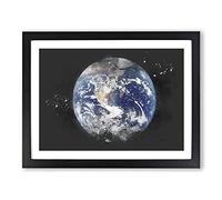 Amazing Image Of Earth Paint Splash Modern Art Framed Wall Art Print, Ready to Hang Picture for Living Room Bedroom Home Office Décor, Black A3 (46 x 34 cm)