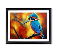 Amazing Kingfisher Bird H1022 Framed Print for Living Room Bedroom Home Office Décor, Wall Art Picture Ready to Hang, Black A4 Frame (34 x 25 cm)
