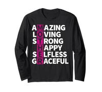 Amazing Loving Strong Happy Selfless Mother Word Design Long Sleeve T-Shirt