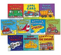 Amazing Machines Truckload Children Collection Tony Mitton 10 Books Set (TERRIFIC TRAINS, TREMENDOUS TRACTORS, TOUGH TRUCKS, DAZZLING DIGGERS, SUPER SUBMARINES, BRILLIANT BOATS, ROARING ROCKETS, COOL CARS, FLASHING FIRE ENGINES, AMAZING AEROPLANES)