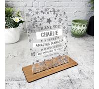 Amazing Manager Thank You Grey Star Gift Boss Team Employee Colleague Plaque - Acrylic Plaque, Personalised Thank You Present Gift