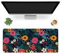 Amazing Modern Floral Desk Mat,Colorful Flowers Extended Gaming Mouse Pad,Large Non-Slip Rubber Base Mousepad with Stitched Edges,Waterproof Mouse Mat Desk Pad for Office Game Home 35.4x15.75 in