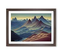 Amazing Mountain Sunrise Framed Print | A3 Walnut Framed Wall Art | Ready to Hang | Modern Landscape Picture | Living Room Bedroom Lounge Office