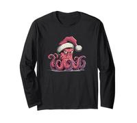 Amazing Octopus with Santa Claus Hat Costume Long Sleeve T-Shirt