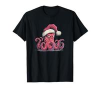 Amazing Octopus with Santa Claus Hat Costume T-Shirt