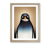 Amazing Penguin Framed Wall Art Print A2 Oak