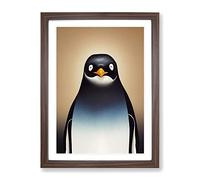 Amazing Penguin Framed Wall Art Print A2 Walnut