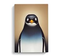 Amazing Penguin Peach, White, Black Canvas Print for Living Room Bedroom Home Office Décor, Wall Art Picture Ready to Hang, 30x20 Inch (76x50 cm)