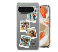 AMAZING Personalised Case for Google Pixel 8 Pro - Customisable with Your Name/Photo - Soft TPU - Premium Quality, Durable & Stylish Design - Polaroid Style 4 Photos