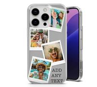 AMAZING Personalised Custom Case for iPhone 14 Flexible TPU Case Design Your Cover with Images Photo Text - Polaroid Style Design - 4 Photos
