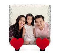 AMAZING Personalised Custom Square Plaque with Your Own Photo and Text with Heart Display Stand - Size 15x15 cm