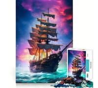Amazing Pirate Ship Jigsaws 1000 Pieces for Adults Memory Boost Game Professional Grade Cutting Heartwarming Gathering Activity (38x26cm)