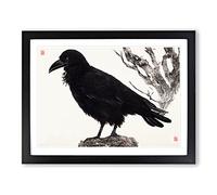 Amazing Raven Bird Framed Wall Art Print A2 Black