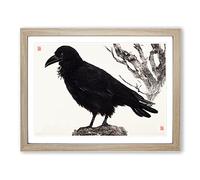 Amazing Raven Bird Framed Wall Art Print A2 Oak