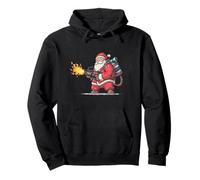 Amazing Santa Claus Flames with Flamethrower Pullover Hoodie