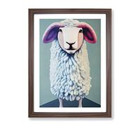 Amazing Sheep Framed Print | A2 Walnut Framed Wall Art | Ready to Hang | Modern Animal Picture | Living Room Bedroom Lounge Office