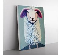 Amazing Sheep Grey, Grey, Blue Canvas Wall Art Print Ready to Hang, Framed Picture for Living Room Bedroom Home Office Décor, 76x50 cm (30x20 Inch)