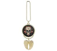 Amazing Skull And Bones Car Hanging Ornament Rear View Mirror Pendant Cute Car Mirror Aesthetic Decor Funny Auto Pendant Auto Charms Gifts for Men Women Golden-style
