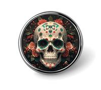 Amazing Skull And Bones Round Badge Personalized Lapel Brooch Lightweight Durable Tinplate Badge for Hat Clothes Backpack Pins Decor, Circular, Aluminum, aluminum alloy