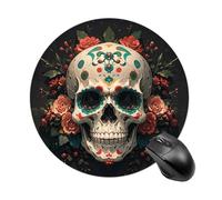 Amazing Skull And Bones Round Mouse Pad, Non-Slip Rubber Base Waterproof Washable, Computer Mouse Mat for Office Gaming Studying, Premium-Textured Durable Portable Circle Mousepad for Desktop PC Noteb