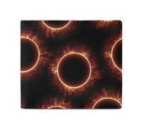 Amazing Solar Eclipse Pattern Men Wallet Leather Bifold Wallets with Window Slim Minimalist Front Pocket