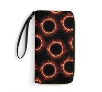 Amazing Solar Eclipse Pattern Women's Clutch Wallet Bifold Wristlet Long Purse Card Holder Handbag