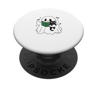 amazing spooky creepy halloween ghost with book and cat PopSockets Adhesive PopGrip