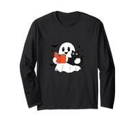 Amazing Spooky Creepy Halloween Ghost with cat Design Long Sleeve T-Shirt