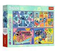Trefl 4in1: Lilo, Extraordinary Stitch-4 x 250 Pieces-Set of Four Jigsaw Puzzles for Youth, Multicoloured, 13311