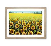 Amazing Sunflower Field Framed Print | A2 Oak Framed Wall Art | Ready to Hang | Modern Floral Picture | Living Room Bedroom Lounge Office