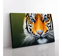 Amazing Tiger Canvas Wall Art Print Ready to Hang, Framed Picture for Living Room Bedroom Home Office Décor, 60x40 cm (24x16 Inch)