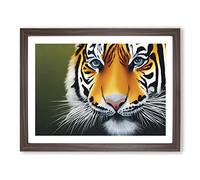 Amazing Tiger Framed Print | A3 Walnut Framed Wall Art | Ready to Hang | Modern Animal Picture | Living Room Bedroom Lounge Office