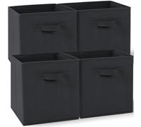 Amazing Tour 4 PCS Cube Storage Boxes 27x27x27 Foldable Fabric with Handles Collapsible for Home Office Nursery Organiser - Clothes Basket Containers, Dark Gray