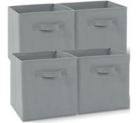 Amazing Tour 4 PCS Cube Storage Boxes 27x27x27 Gray,Foldable Fabric with Handles Collapsible for Home Office Nursery Organiser - Clothes Basket Containers