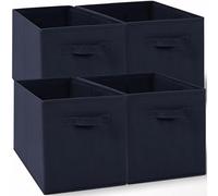 Amazing Tour 4 PCS Cube Storage Boxes 33x38x33 Foldable Fabric with Handles Collapsible for Home Office Nursery Organiser - Clothes Basket Containers, Navy Blue