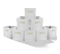 Amazing Tour 8 PCS Cube Storage Boxes 30x30x30 White,Foldable Fabric with Handles Collapsible for Home Office Nursery Organiser - Clothes Basket Containers