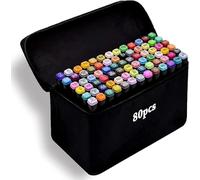Amazing Tour 80 Colouring Pens, Colors Markers Pens Set Permanent Art Marker Pens for Kids and Adults, Double Tipped Graphic Marker Pen with Black Bag