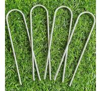 Amazing Tour Football Goal Net Pegs 4 Pack, U-Shaped Galvanised Steel Metal 4mm Steel Pegs To Goal Net