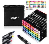 Amazing Tour Graphic Marker Pens, 80 Colors Drawing Art Markers Artist Dual Tips Permanent for Kids Colouring Books Adults with Black Bag