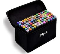 Amazing Tour Graphic Marker Pens, 80 Colors Drawing Art Markers Artist Dual Tips Permanent for Kids Colouring Books Adults with Black Bag